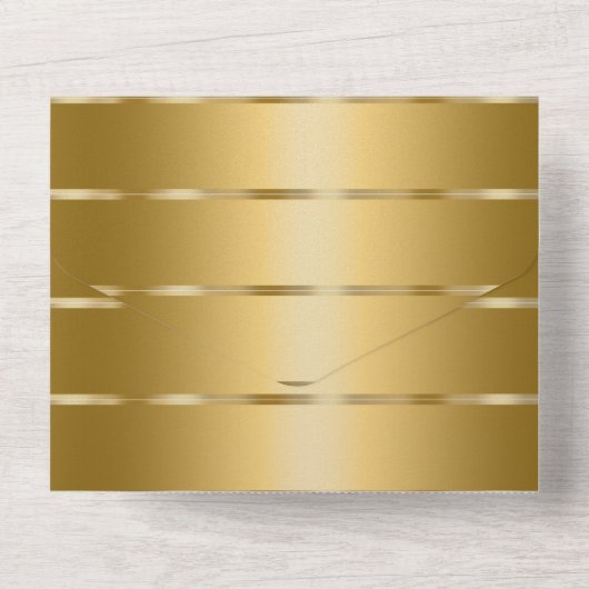 Chic gouden lint bruiloft all in one uitnodiging (Achterkant)