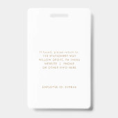 Chic gouden logo foto Personeels- of lesgevers-ID Badge (Achterkant)