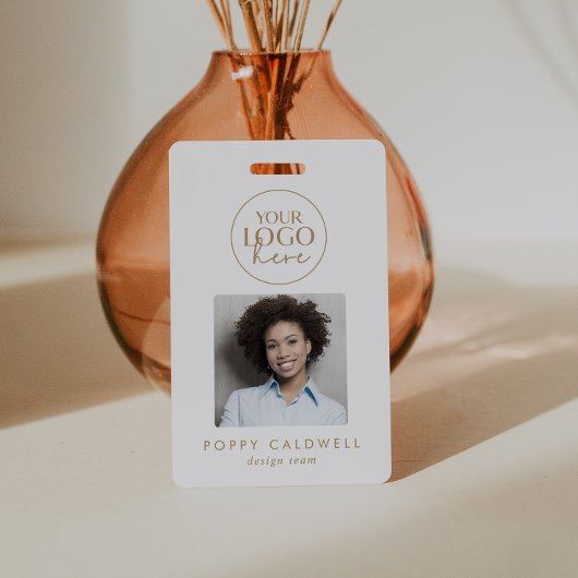 Chic gouden logo foto QR-code bedrijfs-ID Badge