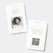 Chic gouden logo foto QR-code bedrijfs-ID Badge (Voor- en achterkant)