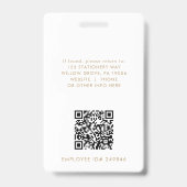 Chic gouden logo foto QR-code bedrijfs-ID Badge (Achterkant)