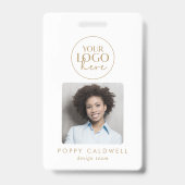 Chic gouden logo foto QR-code bedrijfs-ID Badge (Voorzijde)