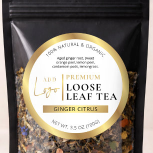 Chic Gouden Logo Losbladig Thee Koffie Productlabe Ronde Sticker