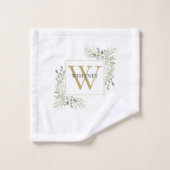 Chic gouden monogram eucalyptus groen bad handdoek (Wasdoekje)