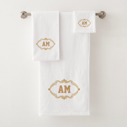 Chic gouden monogram op eenvoudige minimalistische bad handdoek (Insitu)