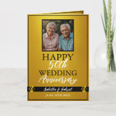 Chic Gouden Ouders Foto 50ste Verjaardag Kaart (Voorkant)