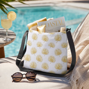 Chic gouden palmblad op witte reistas / winkel tas