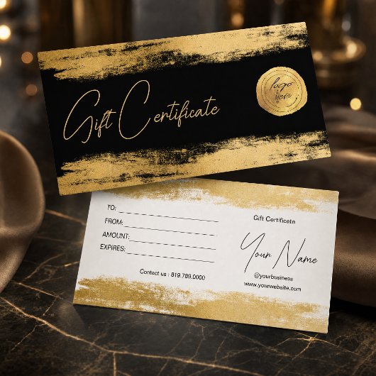 Chic gouden penseelstreek folie | Logo Cadeaubon