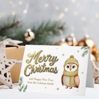 Chic Gouden Prettig Kerstfeest Uil Bosdier