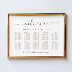 Chic gouden script 10 tafel bruiloft zitplaats cha poster