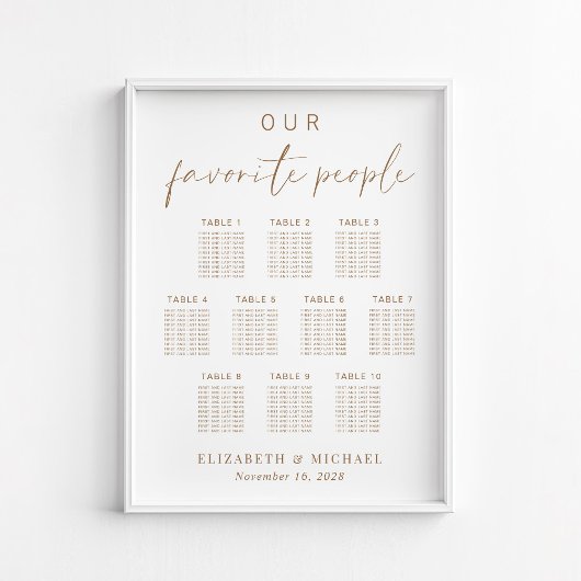 Chic gouden script 10 tafel bruiloft zitplaats cha poster