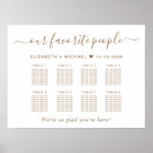 Chic gouden script 8 tafel bruiloft zitplaats kaar poster (Voorkant)
