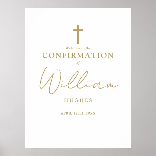 Chic gouden script bevestiging welkomstbord poster (Voorkant)