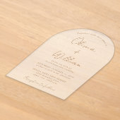 Chic Gouden Script Boog Trouw Frosted Acryl Uitnodigingen (Laagn)