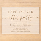 Chic gouden script bruiloft afterparty mat acryl uitnodigingen (Voorkant)