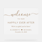 Chic gouden script bruiloft welkom matglas acryl bord (Voorkant)