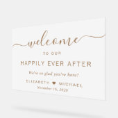Chic gouden script bruiloft welkom matglas acryl bord (Hoek)