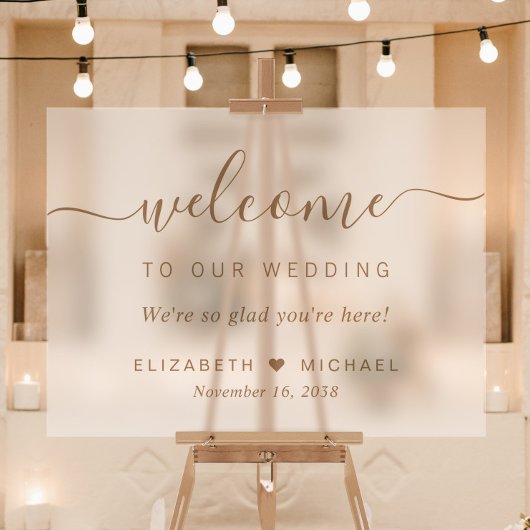 Chic gouden script bruiloft welkom matglas acryl bord