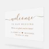 Chic gouden script bruiloft welkom matglas acryl bord (Hoek)
