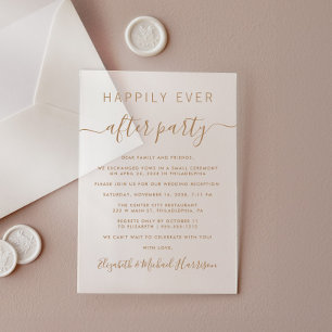 Chic gouden script bruiloftsreceptie mat acryl uitnodigingen