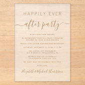 Chic gouden script bruiloftsreceptie mat acryl uitnodigingen (Voorkant)