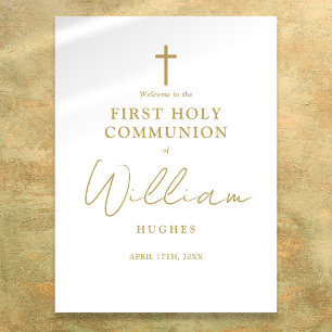 Chic gouden script eerste heilige communie welkoms poster