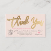Chic gouden script foto logo roze orde dank u visitekaartje (Voorkant)