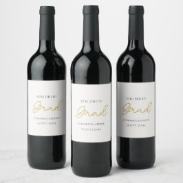 Chic gouden script grad fleslabel wijn etiket