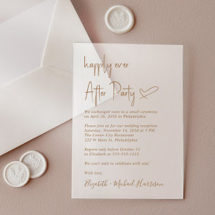 Chic gouden script mat bruiloftsreceptie acryl uitnodigingen