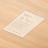 Chic gouden script mat bruiloftsreceptie acryl uitnodigingen (Laagn)