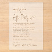 Chic gouden script mat bruiloftsreceptie acryl uitnodigingen (Voorkant)