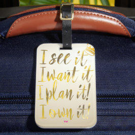 Chic gouden script typografie motivatietekst  bagagelabel