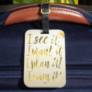 Chic gouden script typografie motivatietekst  bagagelabel