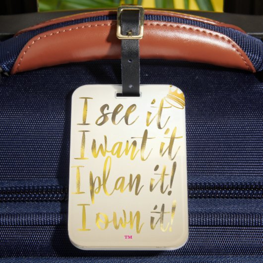 Chic gouden script typografie motivatietekst  bagagelabel (Voorkant Insitu 2)