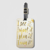 Chic gouden script typografie motivatietekst  bagagelabel (Voorkant (verticaal))