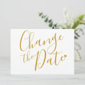 Chic gouden script uitgesteld datum save the date (Staand voorkant)