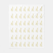 Chic Gouden Script Witte Liefde Calligrafie Fleece Deken (Voorkant)