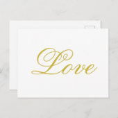 Chic Gouden Script Witte Liefde Calligrafie Huweli Briefkaart (Voorkant / Achterkant)