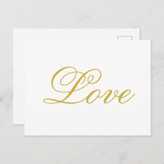 Chic Gouden Script Witte Liefde Calligrafie Huweli Briefkaart (Voorkant / Achterkant)