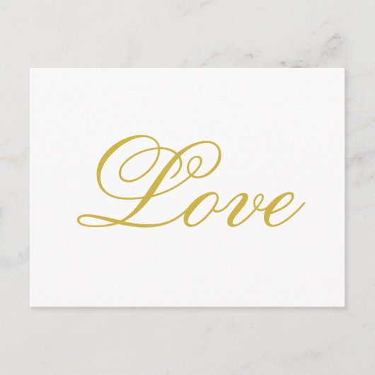 Chic Gouden Script Witte Liefde Calligrafie Huweli Briefkaart (Voorkant)