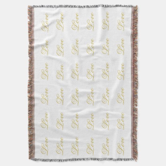 Chic Gouden Script Witte Liefde Calligrafie Huweli Deken (Voorkant Verticaal)