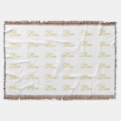 Chic Gouden Script Witte Liefde Calligrafie Huweli Deken (Voorkant)