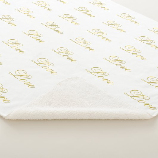 Chic Gouden Script Witte Liefde Calligrafie Huweli Sherpa Deken (3/4)