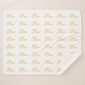 Chic Gouden Script Witte Liefde Calligrafie Sherpa Deken (Voorkant (horizontaal))