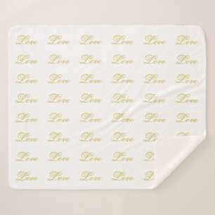 Chic Gouden Script Witte Liefde Calligrafie Sherpa Deken