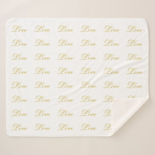 Chic Gouden Script Witte Liefde Calligrafie Sherpa Deken (Voorkant (horizontaal))