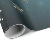 Chic Gouden Sneeuwvlokken Groen Cadeaupapier (Rol Hoek)