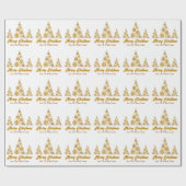 Chic Gouden Sneeuwvlokken Vrolijk Kerstboom Custom Cadeaupapier (Vlak)