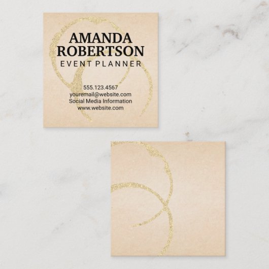 Chic Gouden Stain Vierkante Visitekaartje (Voorkant / Achterkant)