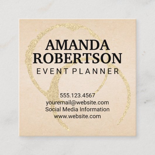 Chic Gouden Stain Vierkante Visitekaartje (Voorkant)